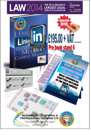 Solicitors can book their 1 day course on how to set up a prime linkedin profile at stand 6.