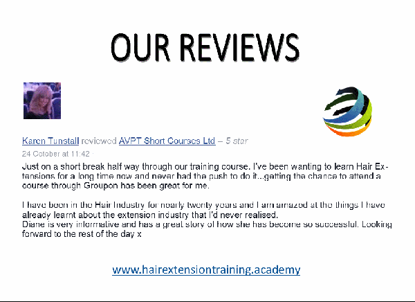 avpt reviews from students about our short courses Diane shawe